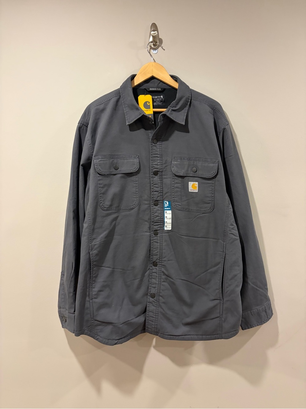 NWT Carhartt Rugged Flex Fleece-Lined Shirt Jac Jacket Men’s XL Grey